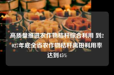 高质量推进农作物秸秆综合利用 到2027年底全省农作物秸秆离田利用率达到45%