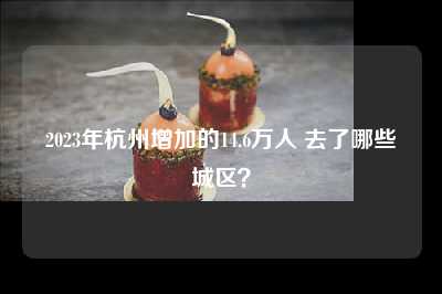 2023年杭州增加的14.6万人 去了哪些城区？